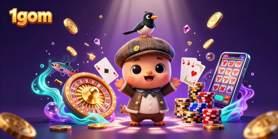 Engage in thrilling 1gom gambling with vibrant characters and dynamic casino elements in this illustration.