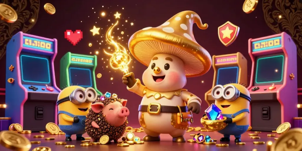 Engage with LLWIN's gold-tinged fun through a magical casino experience with vibrant gaming elements.