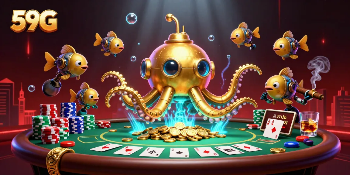 Experience thrilling wins with 59G in a vibrant casino scene featuring poker elements.