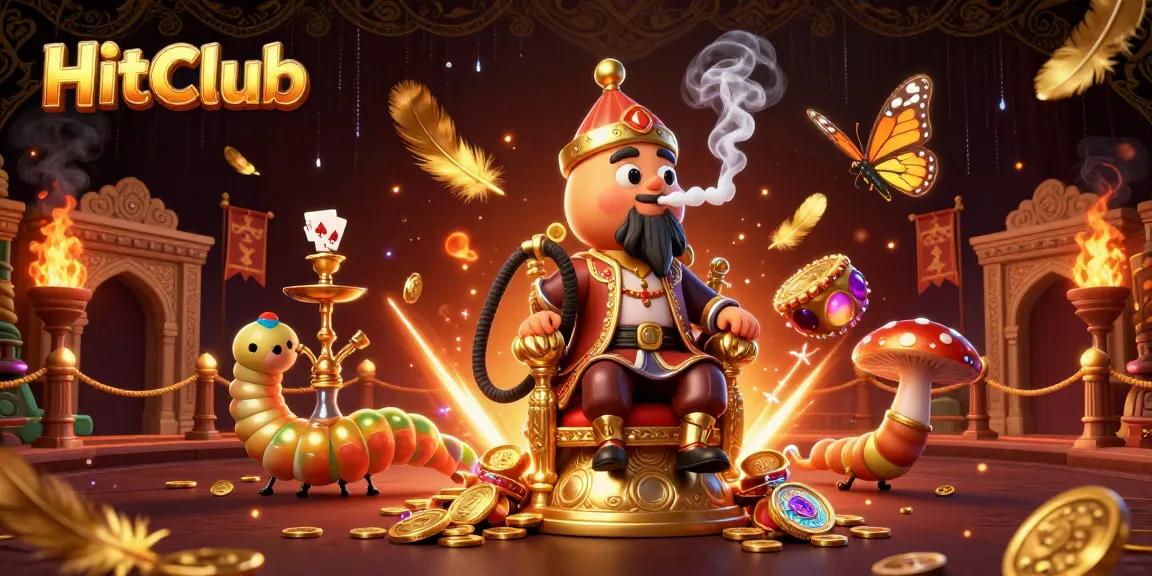 HitClub's enchanting 3D illustration depicts a dynamic casino scene with vibrant characters and gambling elements.