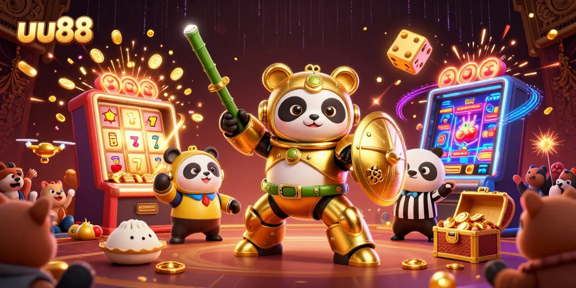 Experience the excitement of uu88 with a dynamic and captivating 3D casino scene featuring winning symbols and vibrant gameplay elements.
