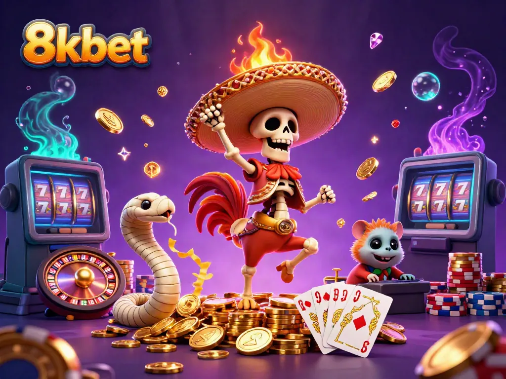 Celebrate your wins with 8kbet in a vibrant casino scene filled with dazzling coins and games