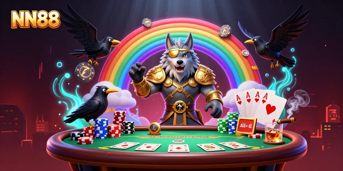 Experience thrilling gameplay at NN88 with a vibrant casino scene featuring Odin and mythical elements.