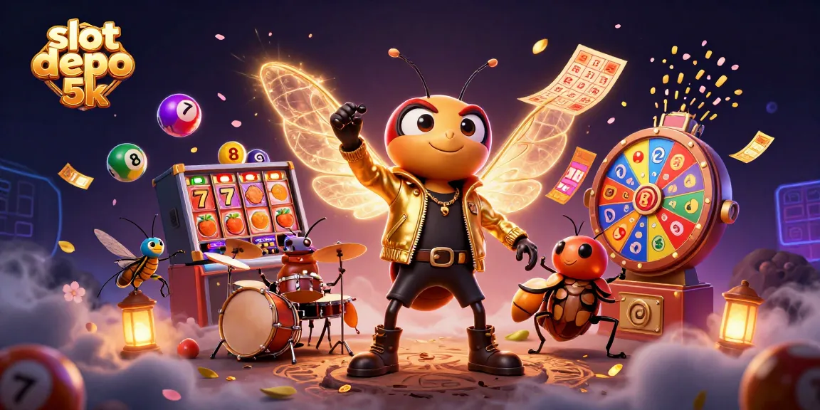 Engage with exciting slot depo 5k gameplay featuring vibrant characters, slot reels, and dynamic prize elements.