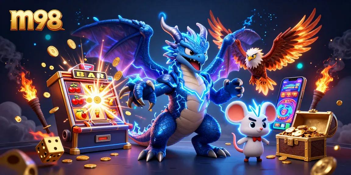 Engage with the thrilling m98 jackpot scene featuring electrifying characters and dynamic casino elements.