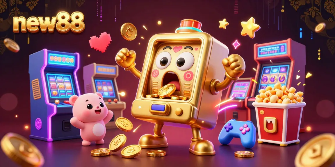 Experience the excitement of new88 with animated slot machines celebrating jackpots in this vibrant casino scene.