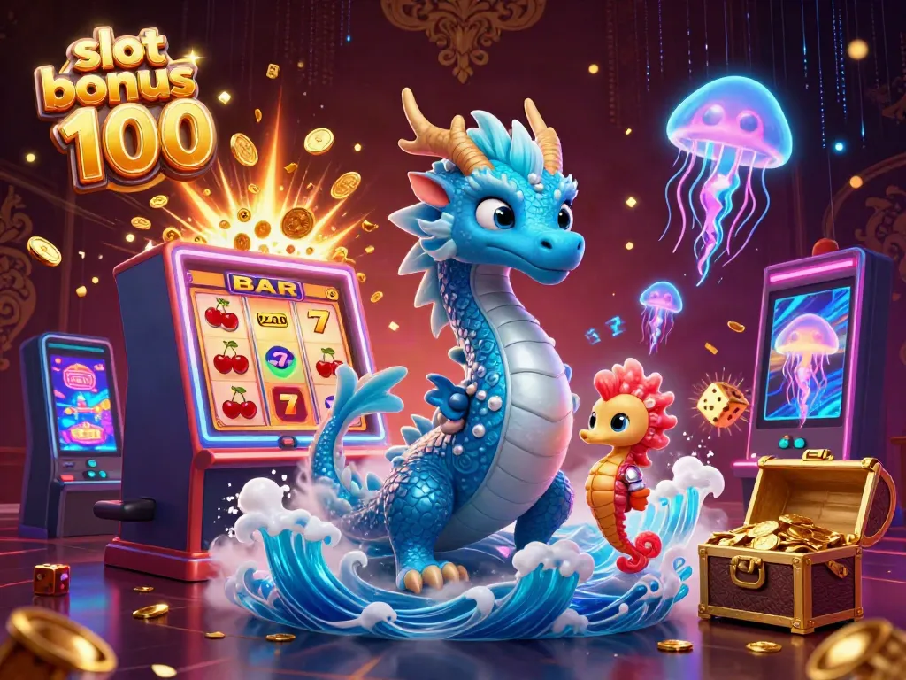 Experience the thrill of winning with slot bonus 100 in this colorful casino illustration.